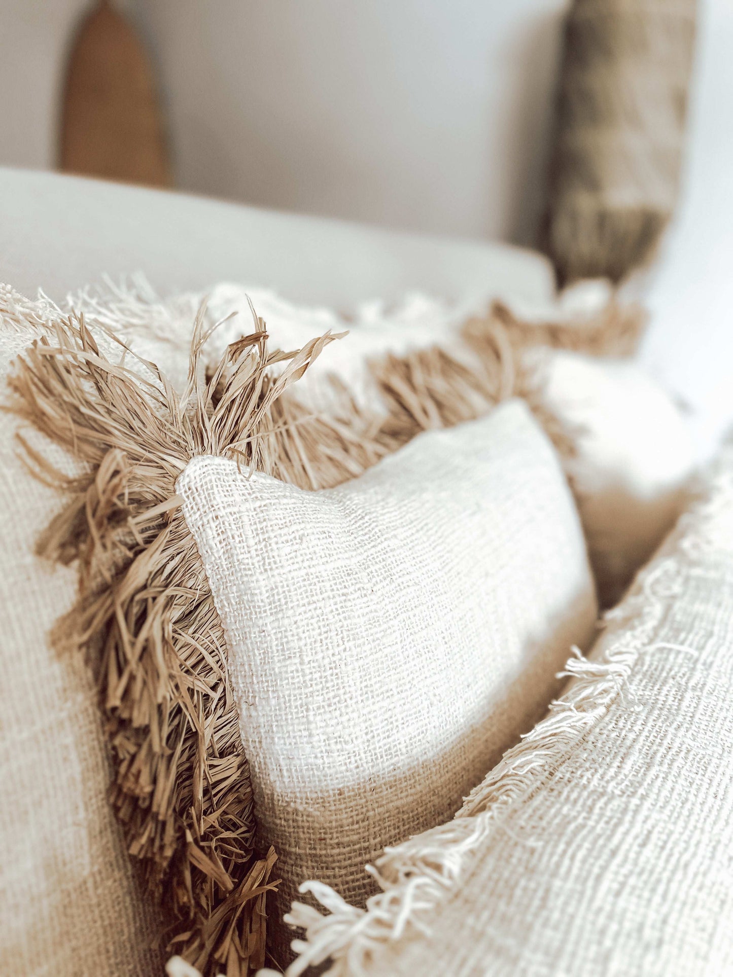 St. Tropez Kissen Raffia & Leinen
