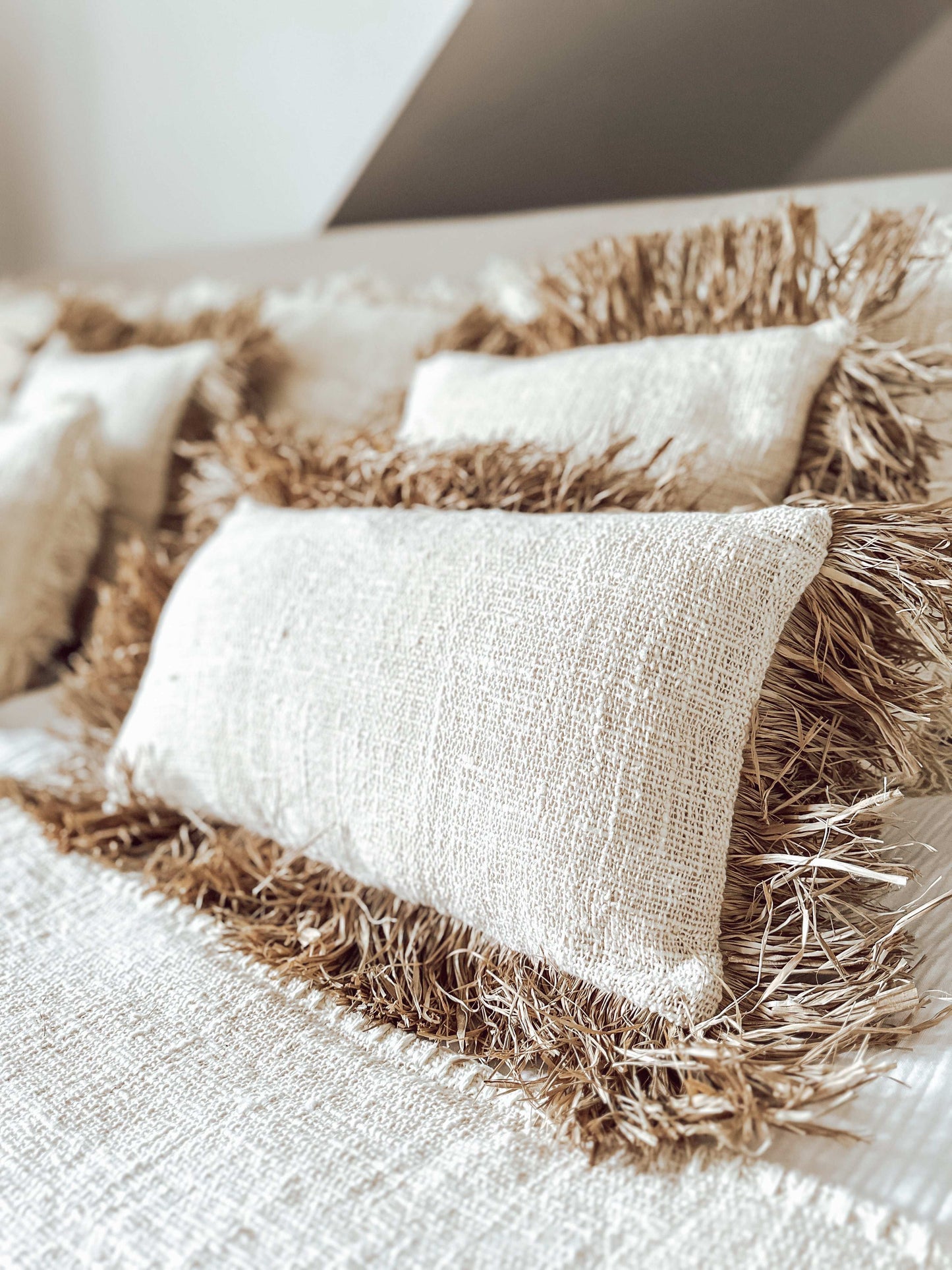 St. Tropez Kissen Raffia & Leinen
