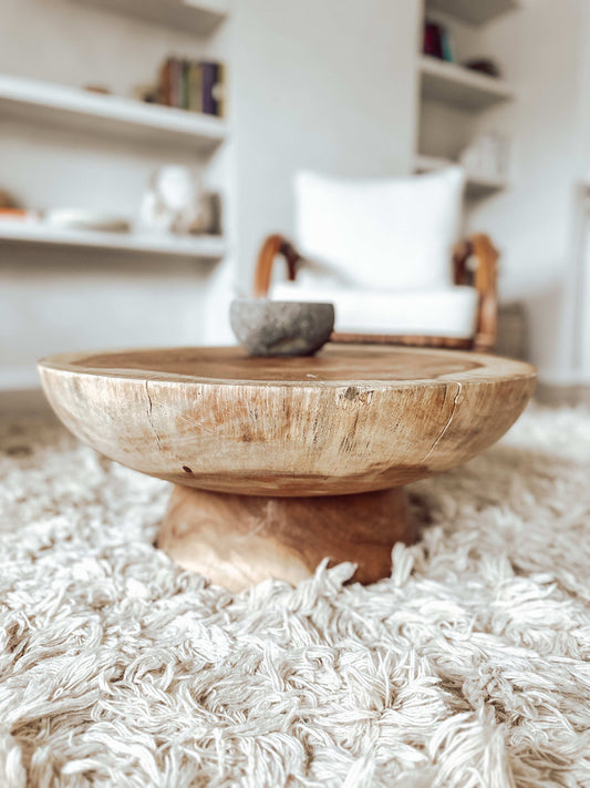 Couchtisch aus massivem Teakholz 60cm Durchmesser