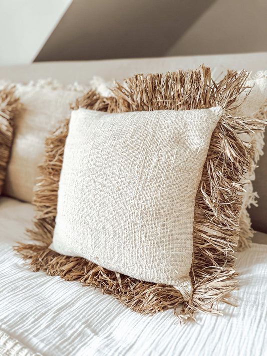 St. Tropez Kissen Raffia & Leinen